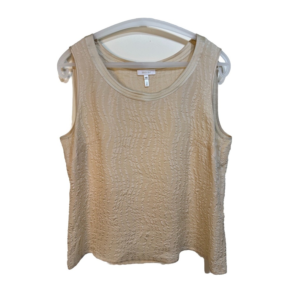 Escada Size 40 (10) Cream Ivory Silk Textured Tank Cami Career Workwear